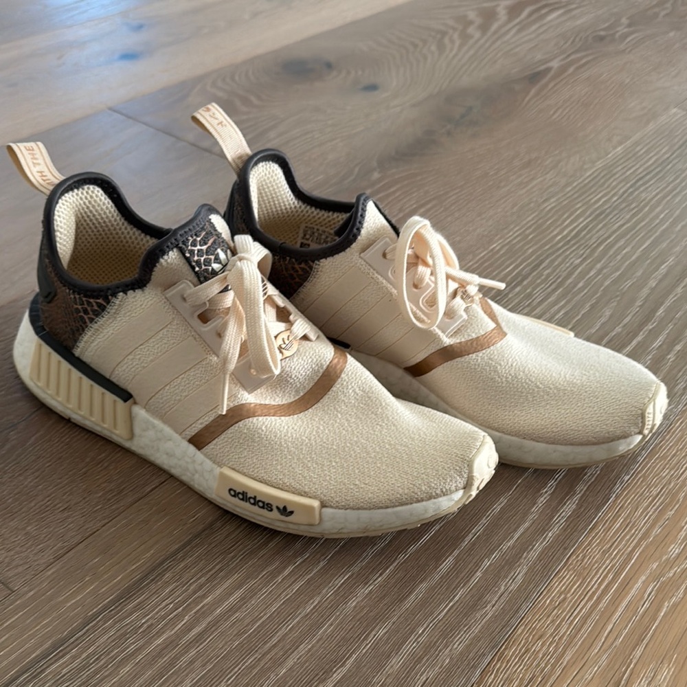 Adidas Beige and Gold Sneakers
